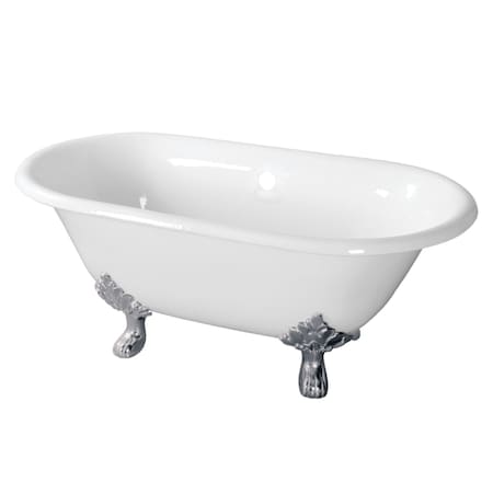 Aqua Eden Clawfoot Bathtubs, 60 L, 30.31 W, White/Polished Chrome, Cast Iron VCTND603119NC1